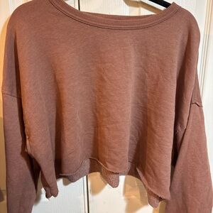 Aerie Warm Brown Cropped Sweatshirt